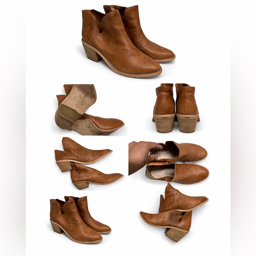 Kelsi Dagger Brooklyn Cognac Leather Ankle Booties - Picture 3 of 3